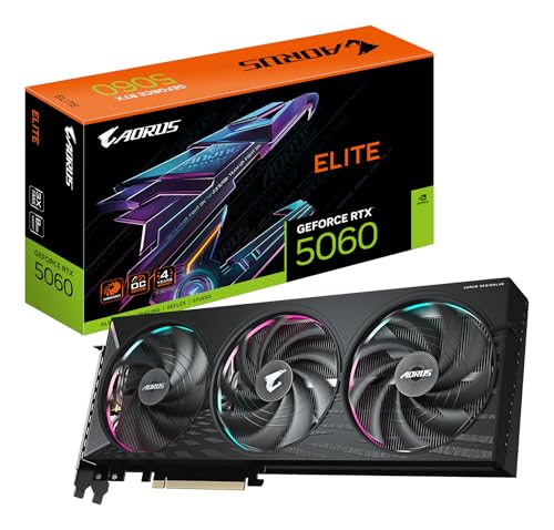 Gigabyte AORUS GeForce RTX 5060 Elite 8G Grafikkarte - 8GB GDDR7, 128bit, PCI-E 5.0, 2722 MHz Kerntakt, 3 x DisplayPort, 1 x HDMI, GV-N5060AORUS E-8GD von Gigabyte