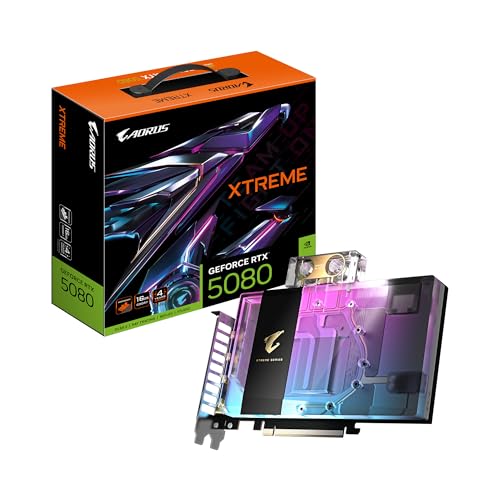 Gigabyte AORUS GeForce RTX 5080 Xtreme WATERFORCE WB 16G Grafikkarte - 16GB GDDR7, 256 Bit, PCI-E 5.0, 2805MHz Core Clock, 3 x DP 2.1a, 1 x HDMI 2.1b, NVIDIA DLSS 4, GV-N5080AORUSX WB-16GD von Gigabyte