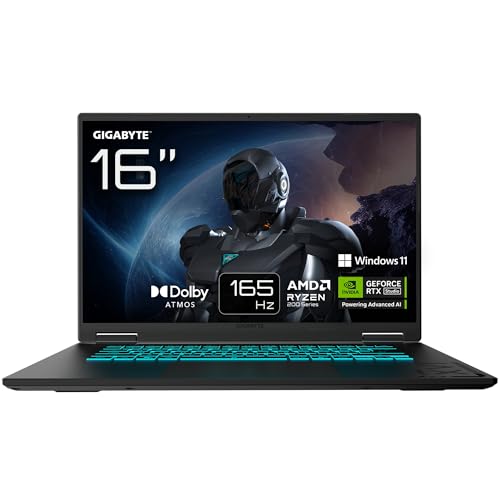 Gigabyte Gaming A16 Laptop – 16", 165Hz WUXGA, Ryzen 7 260, RTX 5070, 16GB DDR5 5200MHz, 1TB Gen4 SSD, Windows 11 Home, 2 Jahre Garantie, Dolby Atmos, Gaming A16 3WHK3DE894SH von Gigabyte