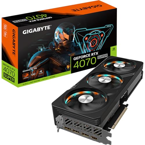 Gigabyte GeForce RTX 4070 Super Gaming OC Grafikkarte - 2565MHz Core, 12GB GDDR6X 21000MHz 192-Bit Speicher, PCI-E 4.0, 3X DP 1.4, 1x HDMI 2.1a, NVIDIA DLSS 3.5, GV-N407SGAMING OC-12GD von Gigabyte