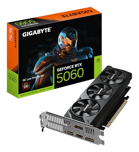 Gigabyte GeForce RTX 5060 OC Low Profile 8G Grafikkarte - 8GB GDDR7, 128bit, PCI-E 5.0, 2512 MHz Kerntakt, 3 x DisplayPort, 1 x HDMI, GV-N5060OC-8GL von Gigabyte