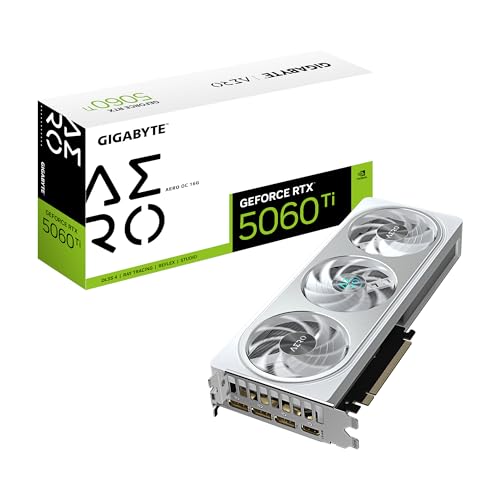 Gigabyte GeForce RTX 5060 Ti AERO OC 16G Grafikkarte – 16 GB GDDR7, 128 Bit, PCI-E 5.0, 2647MHz Kernfrequenz, 3 x DisplayPort, 1 x HDMI, GV-N506TAERO OC-16GD von Gigabyte
