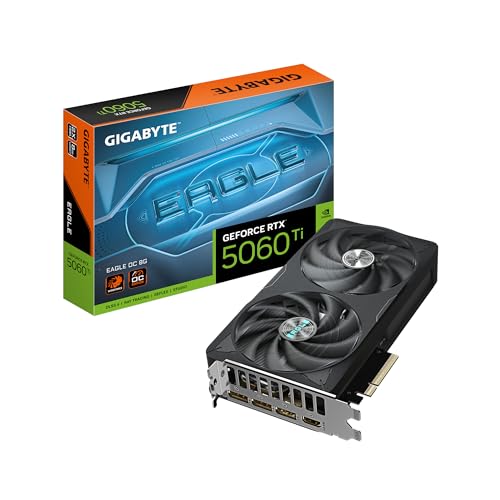 Gigabyte GeForce RTX 5060 Ti Eagle OC 8G Grafikkarte – 8 GB GDDR7, 128 Bit, PCI-E 5.0, 2617 MHz Kernfrequenz, 3 x DisplayPort, 1 x HDMI, GV-N506TEAGLE OC-8GD von Gigabyte