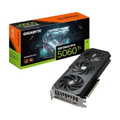 Gigabyte GeForce RTX 5060 Ti Gaming OC 16G Grafikkarte – 16 GB GDDR7, 128 Bit, PCI-E 5.0, 2647 MHz Kernfrequenz, 3 x DisplayPort, 1 x HDMI, GV-N506TGAMING OC-16GD von Gigabyte