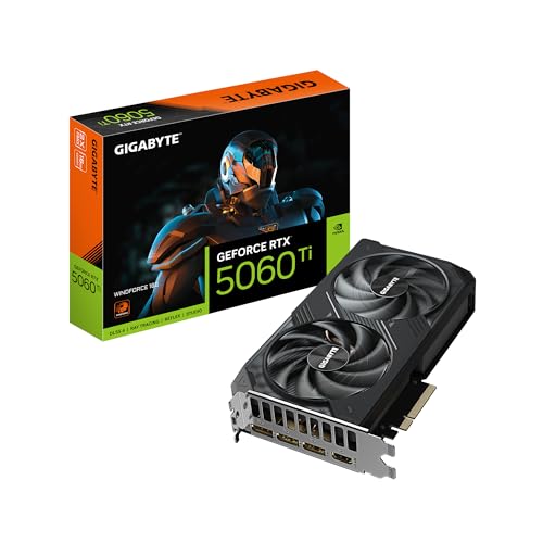 Gigabyte GeForce RTX 5060 Ti WINDFORCE 16G Grafikkarte – 16 GB GDDR7, 128 Bit, PCI-E 5.0, 2572 MHz Kernfrequenz, 3 x DisplayPort, 1 x HDMI, GV-N506TWF2-16GD Gigabyte GeForce RTX 5060 Ti WINDFORCE 16G Grafikkarte – 16 GB GDDR7, 128 Bit, PCI-E 5.0, 2572 MHz Kernfrequenz, 3 x DisplayPort, 1 x HDMI, GV-N506TWF2-16GD von Gigabyte