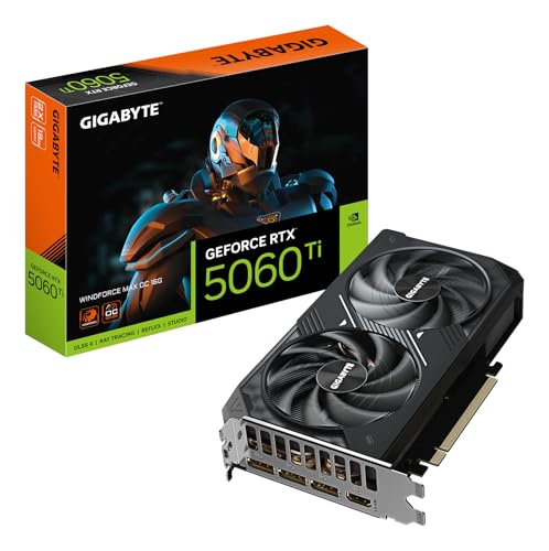 Gigabyte GeForce RTX 5060 Ti WINDFORCE MAX OC 16G Grafikkarte – 16 GB GDDR7, 128 Bit, PCI-E 5.0, 2587 MHz Kernfrequenz, 3 x DisplayPort, 1 x HDMI, NVIDIA DLSS 4, GV-N506TWF2MAX OC-16GD Gigabyte GeForce RTX 5060 Ti WINDFORCE MAX OC 16G Grafikkarte – 16 GB GDDR7, 128 Bit, PCI-E 5.0, 2587 MHz Kernfrequenz, 3 x DisplayPort, 1 x HDMI, NVIDIA DLSS 4, GV-N506TWF2MAX OC-16GD von Gigabyte