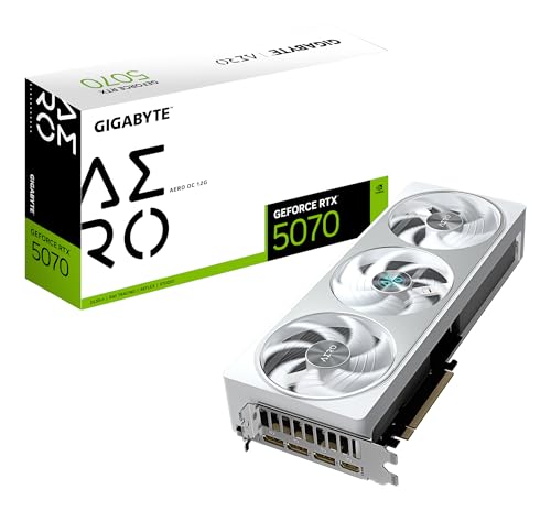 Gigabyte GeForce RTX 5070 AERO OC 12G Grafikkarte - 12GB GDDR7, 192 Bit, PCI-E 5.0, 2625 MHz Core Clock, 3 x DP 2.1a, 1 x HDMI 2.1b, NVIDIA DLSS 4, GV-N5070AERO OC-12GD von Gigabyte