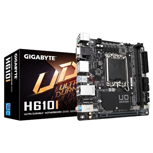 Gigabyte H610I Motherboard - Unterstützt Intel Core 14th CPUs, 4+1+1 Hybrid Digital VRM, bis zu 5600MHz DDR5, 1xPCIe 3.0 M.2, GbE LAN, USB 3.2 Gen 1 von Gigabyte