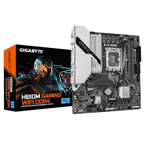 Gigabyte H610M Gaming WF DDR4 Motherboard - Unterstützt Intel Core 14th CPUs, 6+1+1 Hybrid Digital VRM, bis zu 3200MHz DDR4, 2xPCIe 3.0 M.2, Wi-Fi 802.11ac, GbE LAN, USB 3.2 Gen 1 von Gigabyte