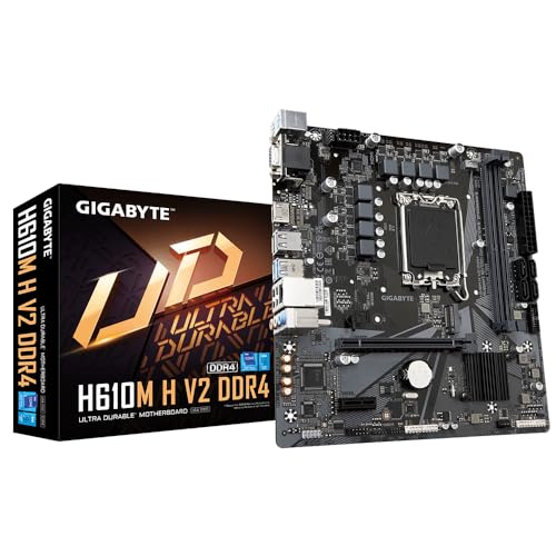 GIGABYTE H610M H V2 DDR4 Mainboard - Unterstützt Intel Core Prozessoren 14th CPUs, 6+1+1 Hybrid Digital VRM, up to 3200MHz DDR4 (OC), 1xPCIe 3.0 M.2, GbE LAN, USB 3.2 Gen 1 von Gigabyte