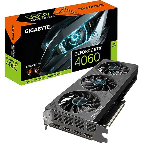 Gigabyte NVIDIA GeForce RTX 4060 EAGLE OC Graphics Card - 8GB GDDR6, 128-bit, PCI-E 4.0, 2505MHz Core Clock, 2x DP 1.4, 2x HDMI 2.1a, NVIDIA DLSS 3 - GV-N4060EAGLE OC-8GD von Gigabyte