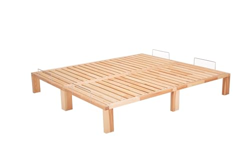 Gigapur Kiefer massiv Holzbett G56, naturbelassen, mit Standardfuß 25 cm Höhe, inkl. Lattenrost und Matratzenbügeln, Liegefläche 200x200 cm Best. aus 2X 100 x 200 cm von Gigapur