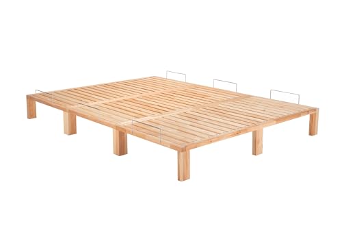 Gigapur Kiefer massiv Holzbett G56, naturbelassen, mit Standardfuß 25 cm Höhe, inkl. Lattenrost und Matratzenbügeln, Liegefläche 270x200 cm Best. aus 3X 90 x 200cm von Gigapur