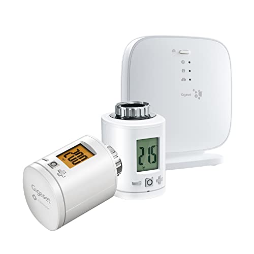 Gigaset Heating Pack Einsteiger - Thermostat-Set für eine komfortable Heizungssteuerung mit zwei Thermostaten und Basisstation - App Steuerung, weiß von Gigaset