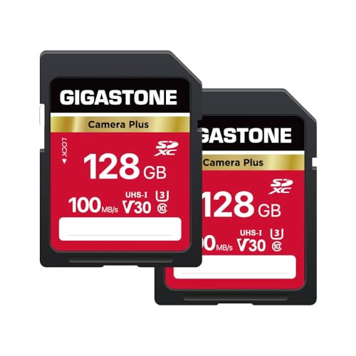 GIGASTONE Kamera Plus 128GB SDXC Speicherkarte 2er-Pack bis zu 100 MB/s für Digitalkameras Canon Sony Olympus, 4K UHD Videoaufnahmen UHS-I U3 V30 Klasse 10, mit 2 Mini-Hülle GIGASTONE Kamera Plus 128GB SDXC Speicherkarte 2er-Pack bis zu 100 MB/s für Digitalkameras Canon Sony Olympus, 4K UHD Videoaufnahmen UHS-I U3 V30 Klasse 10, mit 2 Mini-Hülle von Gigastone