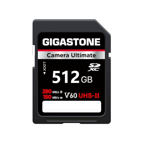 GIGASTONE UHS-II V60 512GB SD Karte, Camera Ultimate, bis zu 280/150MB/s, U3 SDXC 4K Ultra HD UHD Video für DSLR Canon, Sony, Pentax, Kodak, Panasonic, inkl. 1 Mini Hülle GIGASTONE UHS-II V60 512GB SD Karte, Camera Ultimate, bis zu 280/150MB/s, U3 SDXC 4K Ultra HD UHD Video für DSLR Canon, Sony, Pentax, Kodak, Panasonic, inkl. 1 Mini Hülle von Gigastone