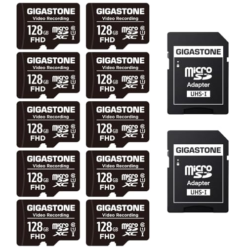 GIGASTONE 128GB 10-Pack Micro SD Karte, 4K Video Pro, GoPro, Überwachung, Sicherheitskamera, Action-Kamera, Drohne, 85MB/s MicoSDXC Speicherkarte UHS-I Klasse 10, mit Adapter GIGASTONE 128GB 10-Pack Micro SD Karte, 4K Video Pro, GoPro, Überwachung, Sicherheitskamera, Action-Kamera, Drohne, 85MB/s MicoSDXC Speicherkarte UHS-I Klasse 10, mit Adapter von Gigastone