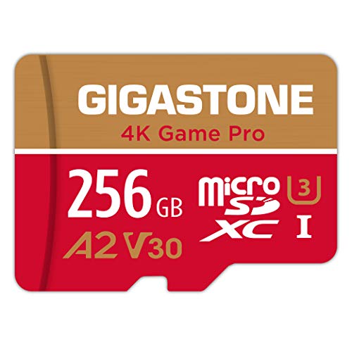 [5 Jahre kostenlose Datenrettung] GIGASTONE 4K Game Pro 256GB MicroSDXC Speicherkarte und SD-Adapter, Switch 1, bis zu 100/60 MB/s, A2 U3 V30 von Gigastone