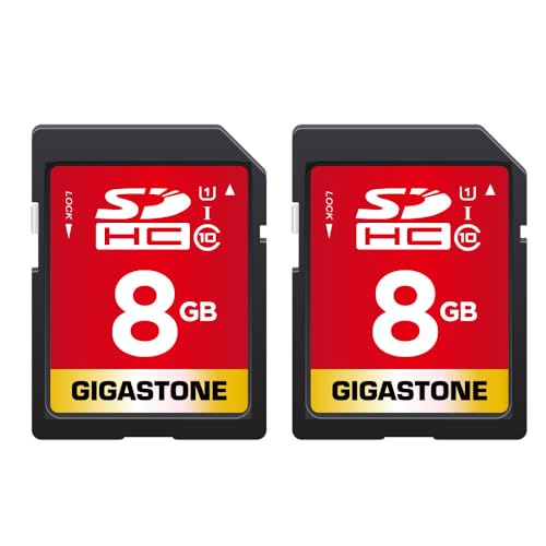 Gigastone 8 GB SDHC-Speicherkarte, 2 Stück, hohe Geschwindigkeit für die Speicherung von Fotos, Videos, Musik, Sprachdateien, Camcorder, Kamera, Recorder, PC, Mac, Klasse 10 von Gigastone