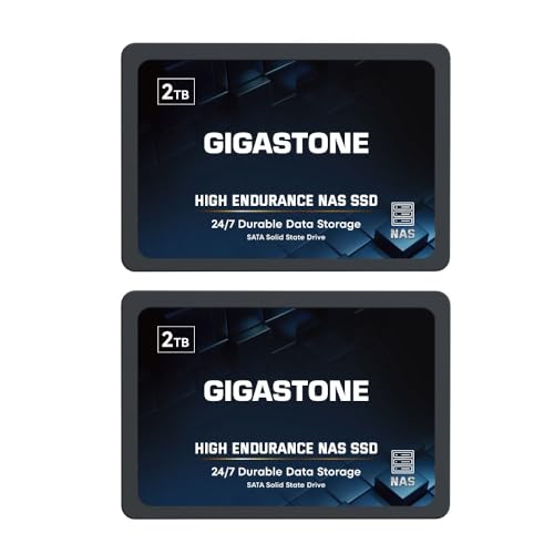 Gigastone NAS SSD 2TB SSD Festplatte (2er-Pack) TLC Hohe Dauerhaltbarkeit SSD für 24/7 Dauerbetrieb NAS-Systeme RAID 2,5 Zoll SATA III Internes Festkörper-Laufwerk SSD Caching von Gigastone