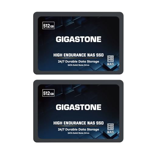 Gigastone NAS SSD 512GB SSD Festplatte (2er-Pack) TLC Hohe Dauerhaltbarkeit SSD für 24/7 Dauerbetrieb NAS-Systeme RAID 2,5 Zoll SATA III Internes Festkörper-Laufwerk SSD Caching Gigastone NAS SSD 512GB SSD Festplatte (2er-Pack) TLC Hohe Dauerhaltbarkeit SSD für 24/7 Dauerbetrieb NAS-Systeme RAID 2,5 Zoll SATA III Internes Festkörper-Laufwerk SSD Caching von Gigastone
