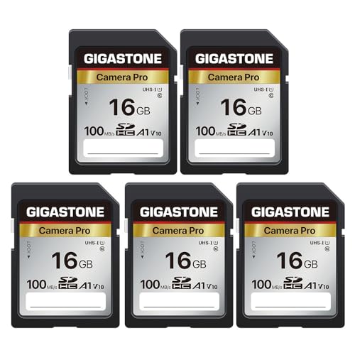 GIGASTONE Kamera Pro 16GB SDHC Speicherkarte 5er-Pack mit bis zu 100 MB/Sek. für Digitalkameras Canon Sony Olympus, Full HD Videoaufnahmen UHS-I U1 V10 Klasse 10 GIGASTONE Kamera Pro 16GB SDHC Speicherkarte 5er-Pack mit bis zu 100 MB/Sek. für Digitalkameras Canon Sony Olympus, Full HD Videoaufnahmen UHS-I U1 V10 Klasse 10 von Gigastone