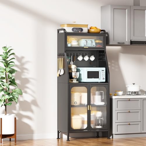 Gigecor Küchenschrank, Metallschrank mit Rollen und Verstellbare Füße, Hochschrank Küche mit Verstellbaren Ablagen, Küchenschrank mit Arbeitsplatte für Küche, Wohnzimmer, Esszimmer160*66 * 36 Gigecor Küchenschrank, Metallschrank mit Rollen und Verstellbare Füße, Hochschrank Küche mit Verstellbaren Ablagen, Küchenschrank mit Arbeitsplatte für Küche, Wohnzimmer, Esszimmer160*66 * 36 von Gigecor