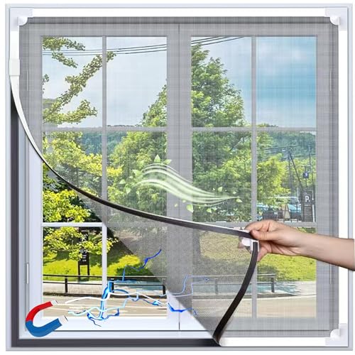 Giggleye Fliegengitter Fenster Magnet, Ohne Bohren und Zuschneidbar bis 130x150cm, Reißfestes Glasfasernetz für alle Fenstertypen – Ideal für Familien, Kinder und Haustiere Giggleye Fliegengitter Fenster Magnet, Ohne Bohren und Zuschneidbar bis 130x150cm, Reißfestes Glasfasernetz für alle Fenstertypen – Ideal für Familien, Kinder und Haustiere von Giggleye
