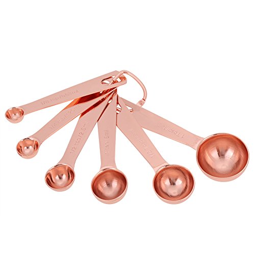 Gigicial 6 Stück/Set Messlöffel, Hochwertige Edelstahl-Messlöffel Sind Stapelbare Küchenutensilien Zum Kochen Und Backen (Roségold) von Gigicial