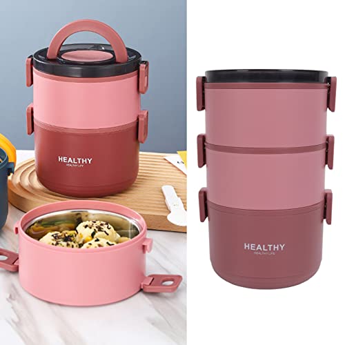 Gigicial Bento-Box Für Erwachsene, Lunchbox – 2200 Ml, Stapelbare Bento-Lunchbox Für Erwachsene, 3 Schichten in Einer Großen Bento-Box, Ideale Portionsgrößen Für Kinder, Spülm(Rot) von Gigicial