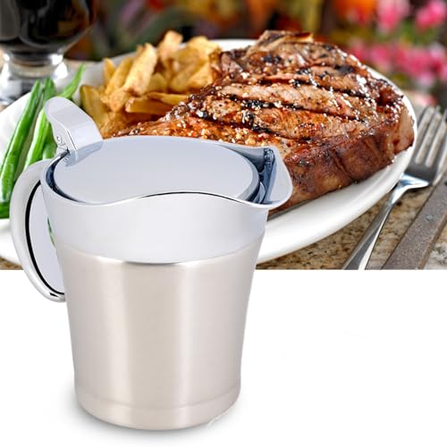 Gigicial Doppelt Isolierte Sauciere aus Edelstahl Mit Klappdeckel, Doppelt Isolierte Sauciere, Zum Servieren von Sahne, Salatdressing, Soße(750ml) von Gigicial