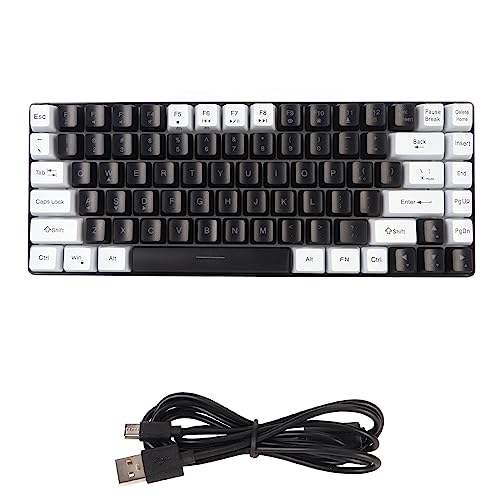 Gigicial Tastatur, mechanische Tastatur, Gaming-Tastatur, 84 Tasten, ergonomisch Gebogene kabelgebundene Tastatur für Laptop, Desktop, Büro (Black) von Gigicial