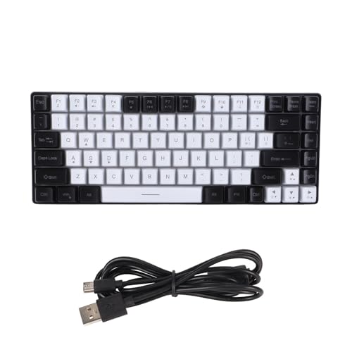 Gigicial Tastatur, mechanische Tastatur, Gaming-Tastatur, 84 Tasten, ergonomisch Gebogene kabelgebundene Tastatur für Laptop, Desktop, Büro (White) von Gigicial