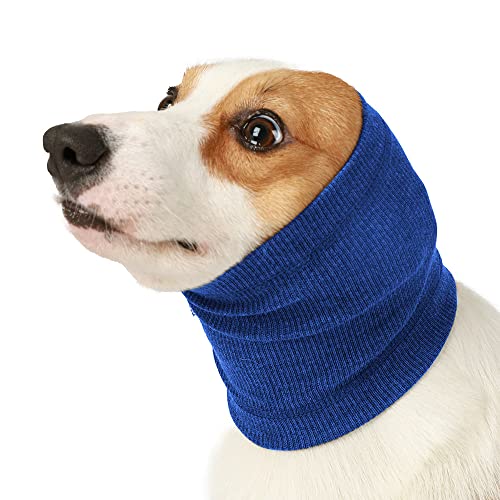 Gigicloud Haustier-Kapuzenpullover – Hals- und Ohrenwärmer für Hunde – Anti-Schreck-Hunde-Kopfbedeckung – Donner-Ohrenschützer zur Linderung von Angstzuständen – beruhigendes Blau, Größe M von Gigicloud