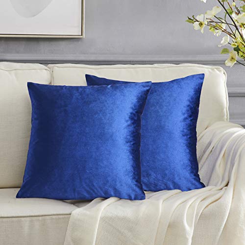 GIGIZAZA Blau Kissenbezüge, Kissenhülle Pack von 2 Samt Zierkissenbezüge Throw Pillow Covers Cases Set Kissen Fall für Sofa Schlafzimmer und Auto, 18 * 18 Zoll 45 * 45 cm von GIGIZAZA