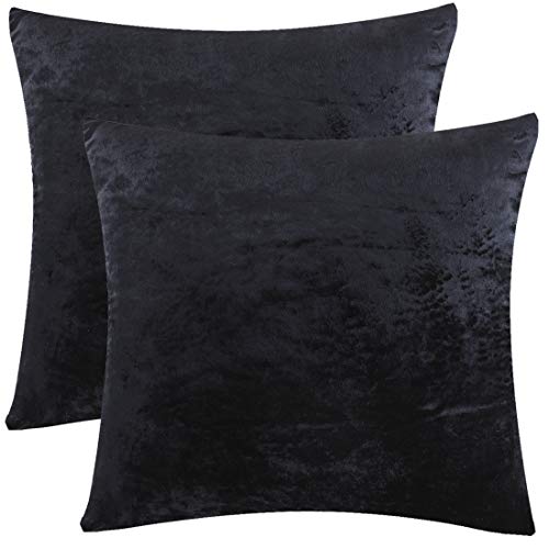 GIGIZAZA Schwarz Kissenbezüge, Kissenhülle Pack von 2 Samt Zierkissenbezüge Throw Pillow Covers Cases Set Kissen Fall für Sofa Schlafzimmer und Auto, 20 * 20 Zoll 50 * 50 cm von GIGIZAZA