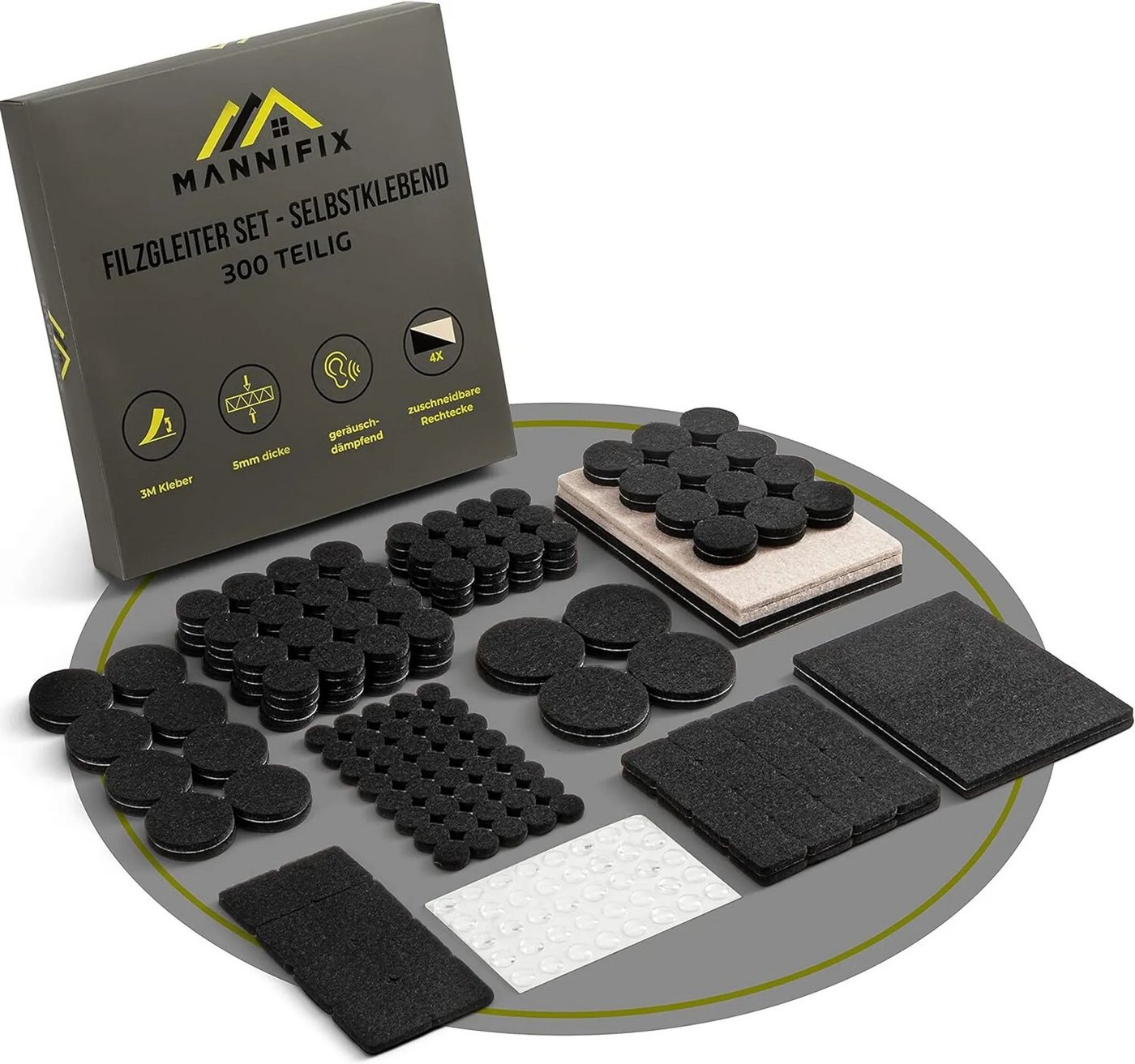 GiglioCollection Möbelfuß PREMIUM FILZGLEITER Set 300 TLG. - selbstklebend & zuschneidbar, (Set, 300-St) von GiglioCollection