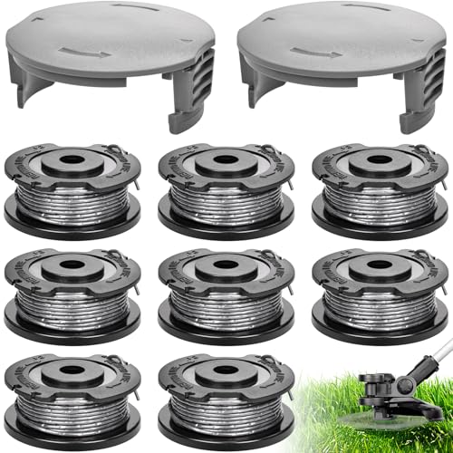 Gigmeta 10 Stück Set Ersatz Rasentrimmer Spule Funktioniert Mit Bosch Easy GrassCut18-230 Rasentrimmer, Ø 1,65mm, 6.1m Länge, EnthäLt 8 Stück Rasentrimmer Faden und 2 Stück Kappendeckel von Gigmeta