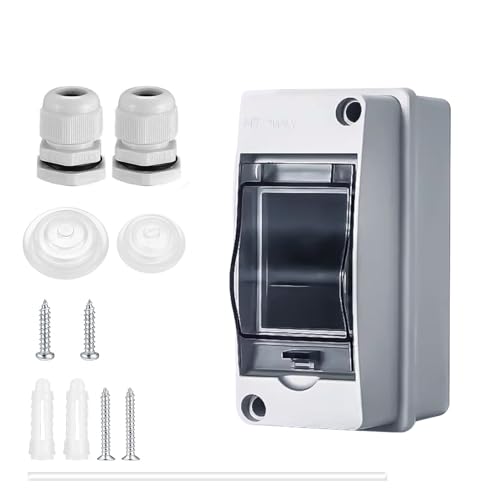 Verteilerkasten Aufputz, IP65 Waterproof Sicherungskasten Aufputz,2-MODULE Aufputzverteiler, mit Messingklemmen für Garten oder Außenbereichen, Villen, Ladesäulen (2 Modul) von Gigtoop