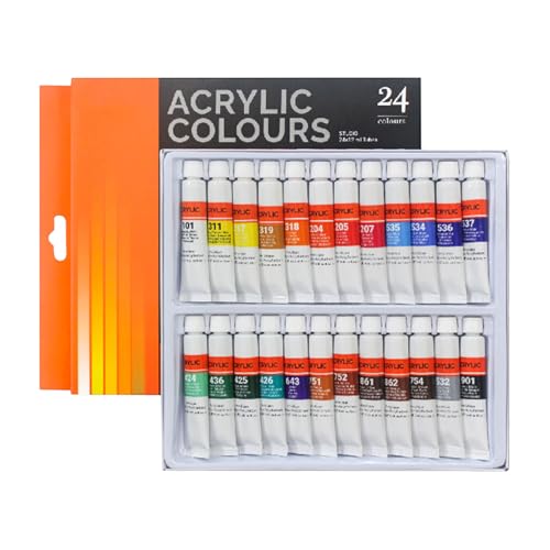 Gihioue Acrylfarbe | 24 Farben Set Mit Leuchtenden Pigmenten | Reichhaltige Pigmente Wasserdichte Künstlermaterialien Für Künstler Anfänger Kinder Steine Holz von Gihioue
