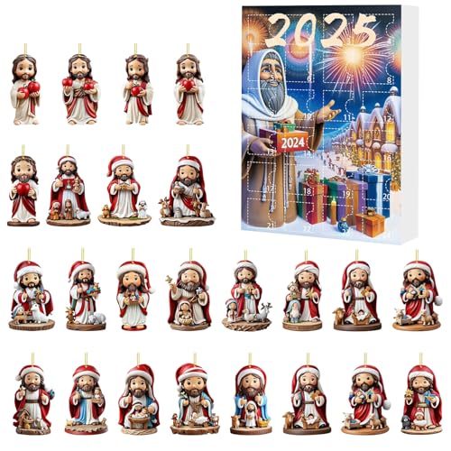 Gihioue Christmas Calendar | Weihnachts Adventskalender 24 Tage Jesus - Acryl Deko Wandschmuck Festlich Für Zuhause Familienfeier Weihnachtsfest Party von Gihioue