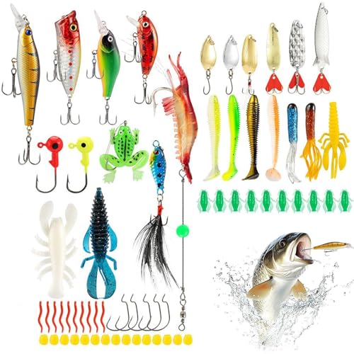 Gihioue Fishing Countdown Kalender - 24 Tage Weihnachts Countdown mit Angelköder Set | Tragbares Köderzubehör Für Angler Urlaub Süsswasser Salzwater Teenager Erwachsene Vater Strandsee von Gihioue