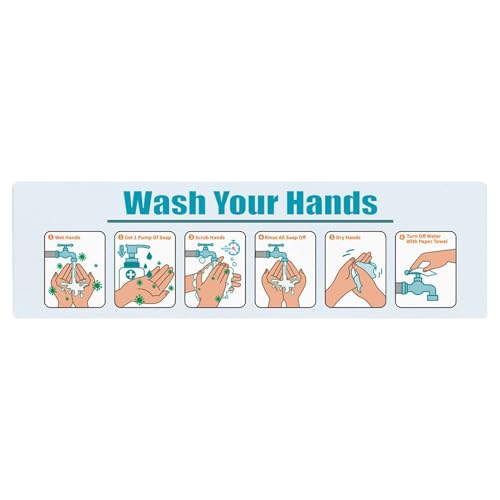 Gihioue Händewaschen Anleitungsschild,Badezimmer Matt Oberfläche Händewaschen Leitfaden,Wasserdichte Informative Aufkleber Persönliche Hygiene Aufkleber Für Restaurant Öffentliches WC Küchenspüle Büro von Gihioue