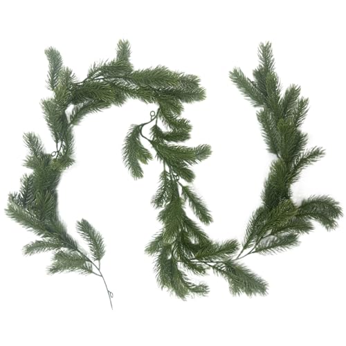 Gihioue Künstliche Kieferngirlande Echt wirkend - Künstliche Pinien Zypressen Ranken | Deko Aufhänger Für Innen Außen Kamin Treppen Tisch Wohnung Party von Gihioue