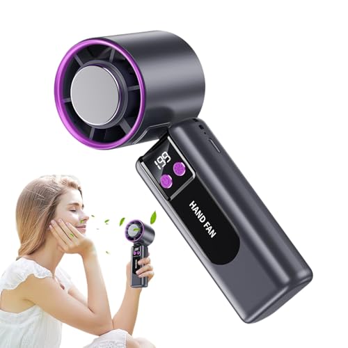 Gihioue Tragbarer Ventilator - Mit Digitalem Display,Klappbarer Ventilator Mit Digitalanzeige Für Wandern Schule Reisen Arbeitsplatz von Gihioue