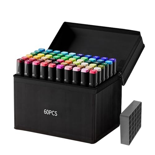 Gihioue Zeichenmarker | 60 Farben Doppelspitze Flachspitze Feinspitze Marker Set | Ölbasierte Aquarellmalstifte Mit Meißelfeinspitze Für Papier Glas Holz Kunstbedarf Gihioue Zeichenmarker | 60 Farben Doppelspitze Flachspitze Feinspitze Marker Set | Ölbasierte Aquarellmalstifte Mit Meißelfeinspitze Für Papier Glas Holz Kunstbedarf von Gihioue