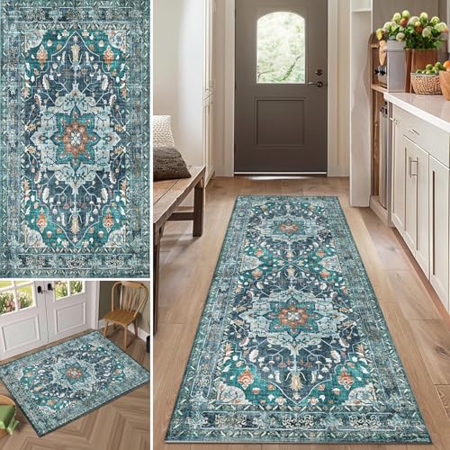 Gikleihwy Orientalischer Teppich Läufer 60x200cm Blumenmuster Flur Teppich Waschbar Küchenteppich rutschfeste Fußmatte Langläufer für Korridor Schlafzimmer Gikleihwy Orientalischer Teppich Läufer 60x200cm Blumenmuster Flur Teppich Waschbar Küchenteppich rutschfeste Fußmatte Langläufer für Korridor Schlafzimmer von Gikleihwy