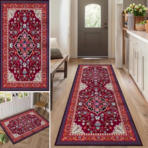 Gikleihwy Orientalischer Teppich Läufer 90x140cm Blumenmuster Flur Teppich Waschbar Küchenteppich rutschfeste Fußmatte Langläufer für Korridor Schlafzimmer Gikleihwy Orientalischer Teppich Läufer 90x140cm Blumenmuster Flur Teppich Waschbar Küchenteppich rutschfeste Fußmatte Langläufer für Korridor Schlafzimmer von Gikleihwy