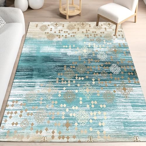 Gikleihwy Teppich Läufer 100x450cm rutschfest Küchenteppich, Waschbar Teppich Läufer FlurTeppich Flur Küchenläufer für Korridor, Modern Vintage Teppichläufer für Wohnzimmer Küche, Anpassbar von Gikleihwy