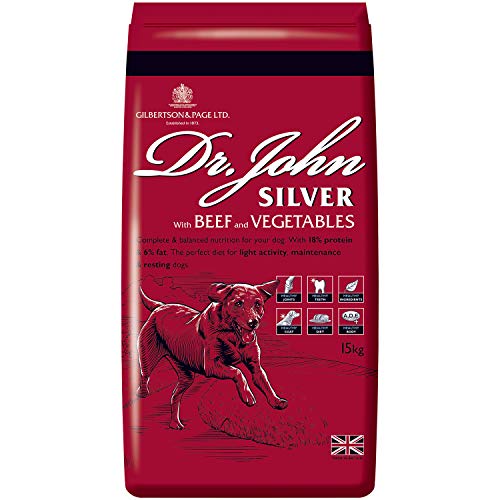 Dr John Hundefutter Trocken Trockenfutter 15 kg Hundetrockenfutter Rindfleisch Futter Für Ausgewachsene Oder Ältere Hunde Silver von Dr John